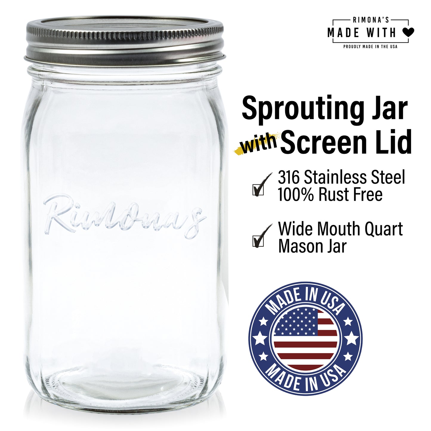 Wide Mouth 32-Ounces Quart Mason Jars