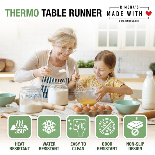 Thermo Heat Resistant Table Trivet Runner (2 Sides - White and Black Marble)