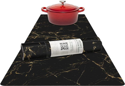 Thermo Heat Resistant Table Trivet Runner (Black Golden Marble)