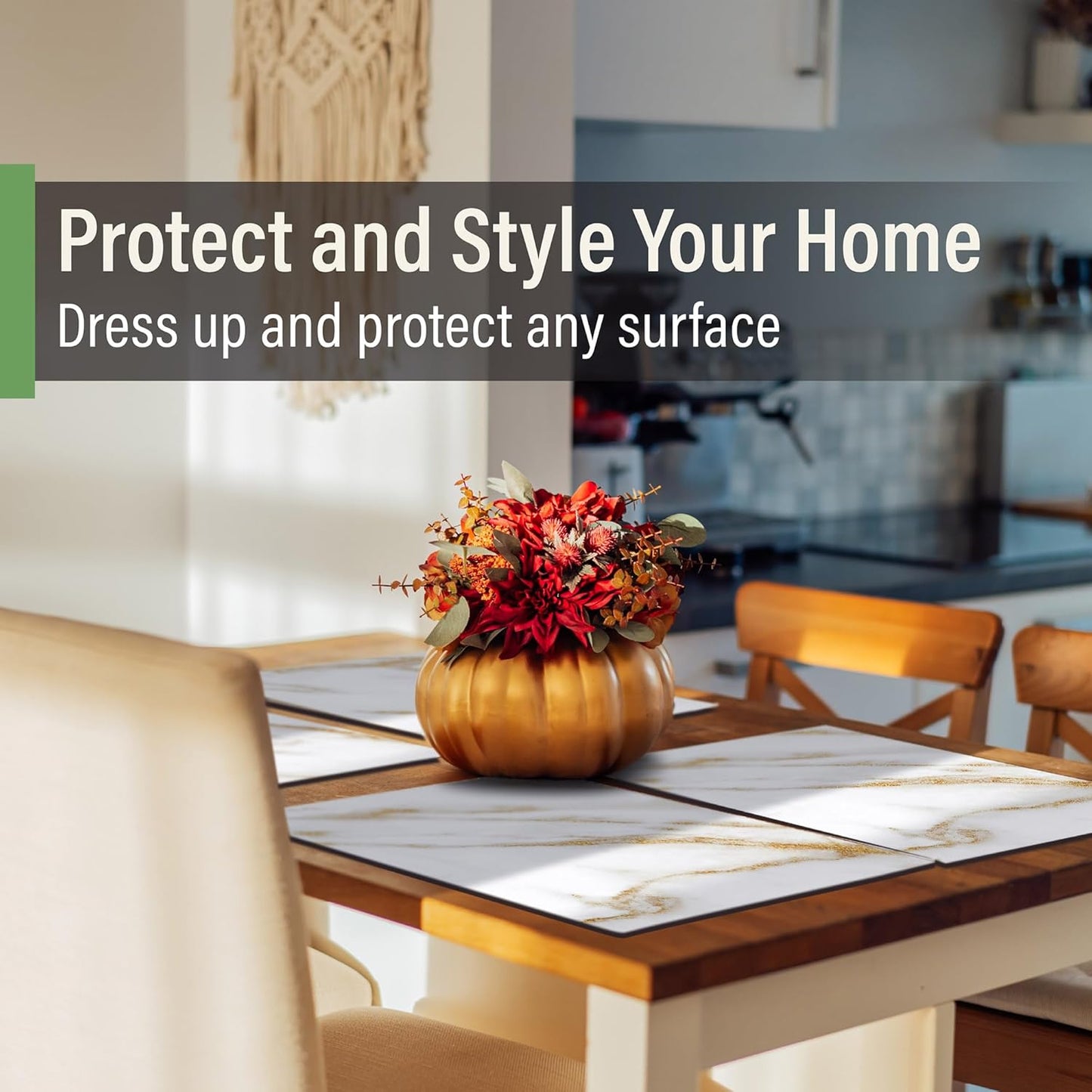Heat Resistant Marble Placemats Set of 4 - Waterproof, Heat Proof Table Protector, Non-Slip