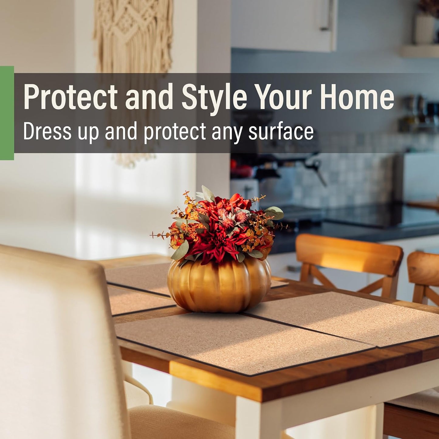 Heat Resistant Marble Placemats Set of 4 - Waterproof, Heat Proof Table Protector, Non-Slip