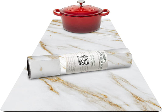 Thermo Heat Resistant Table Trivet Runner (White Golden Marble)