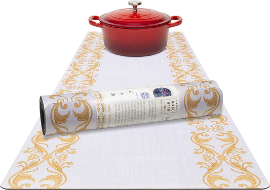 Thermo Heat Resistant Table Trivet Runner (Gold Rimmed Elegance)