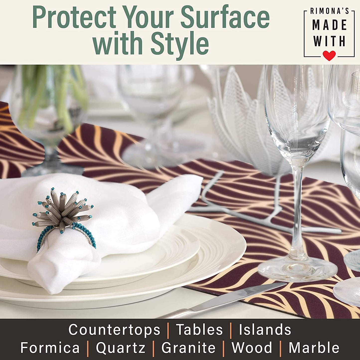 Thermo Heat Resistant Table Trivet Runner (White Golden Marble)