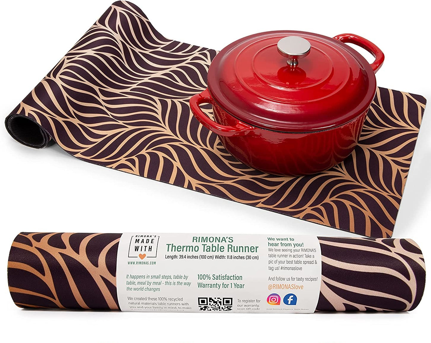 Thermo Heat Resistant Table Trivet Runner (Golden Black Leaves)