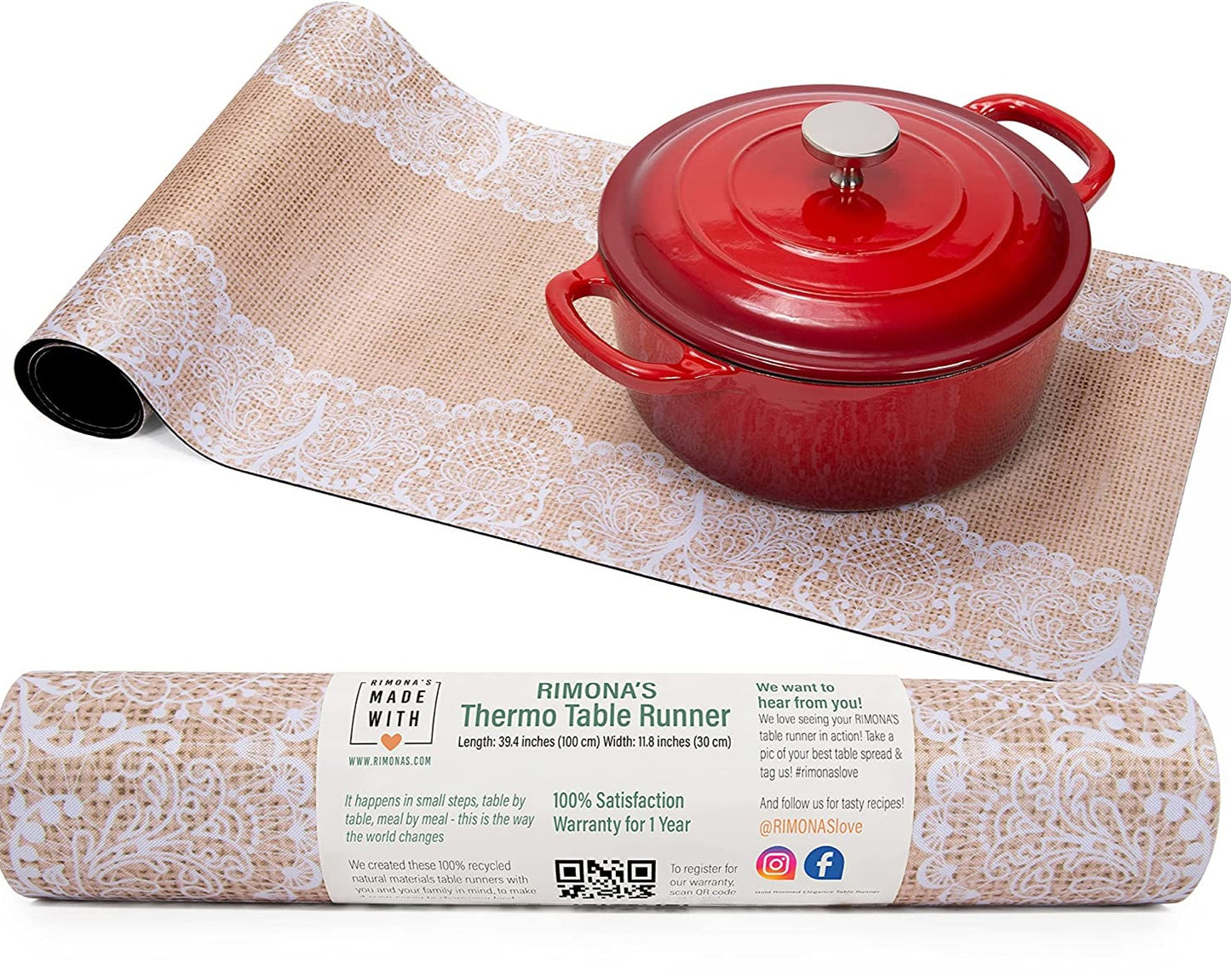 Thermo Heat Resistant Table Trivet Runner (Jute Lace)