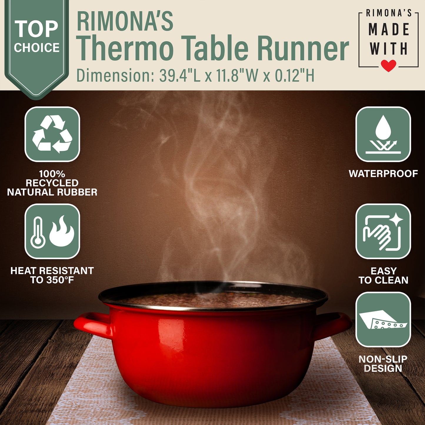 Thermo Heat Resistant Table Trivet Runner (Natural Fine Cork)