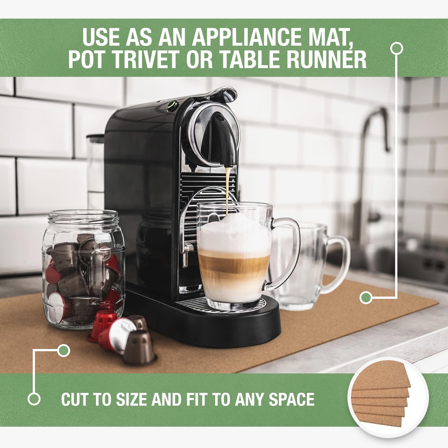 Thermo Heat Resistant Table Trivet Runner (Natural Fine Cork)